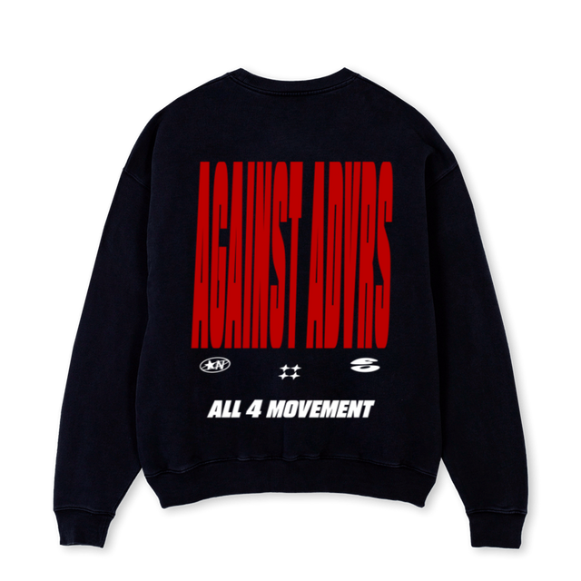RACINGSUDDEN Black Oversized Crewneck Sweater.