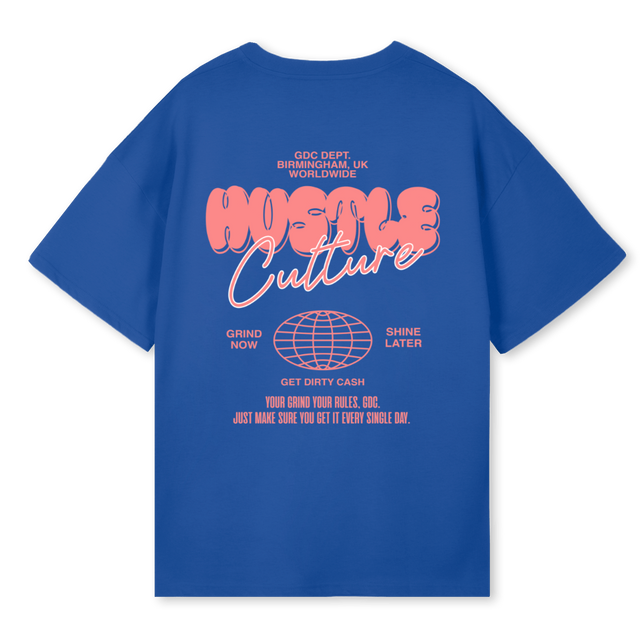 HUSTLE COULTURE  Cobalt Blue Oversized Tee.