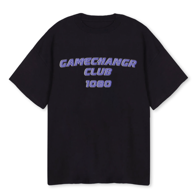 GCCLUBPURPLETEE Black Oversized Tee.