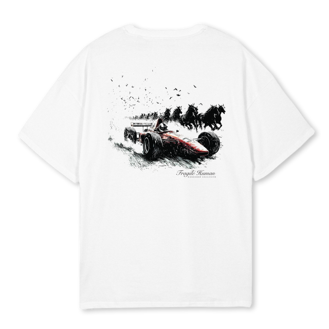 FRAGILE RC White Oversized Tee.
