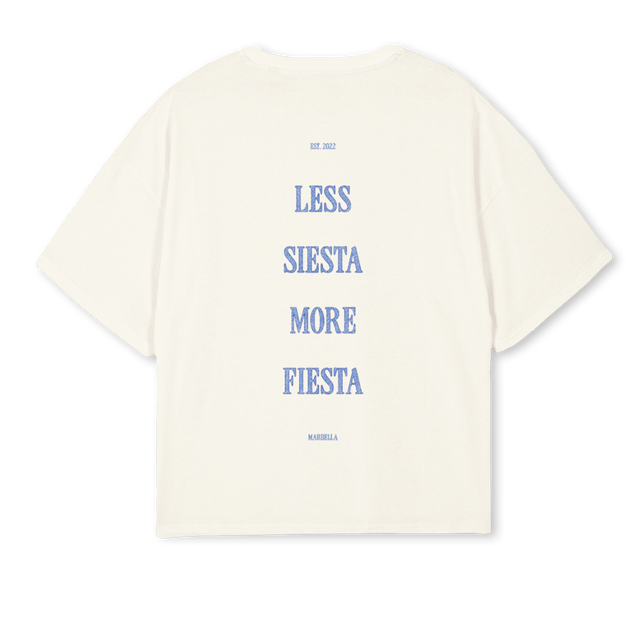 LESSSIESTALONG Cream Oversized Boxy Tee.