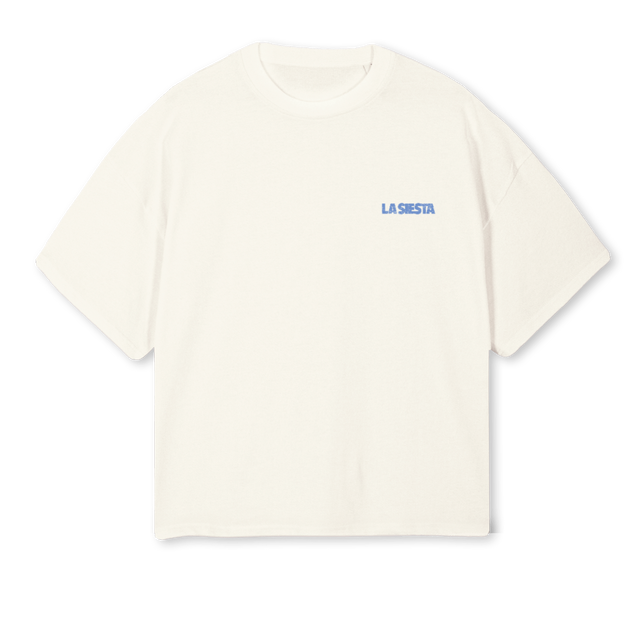 QUIEROFIESTAWITH Cream Oversized Boxy Tee.
