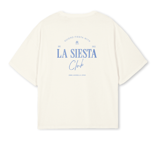 QUIEROFIESTAWITH Cream Oversized Boxy Tee.