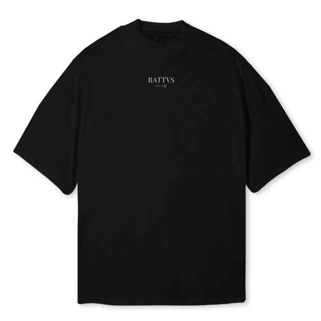 CRUCIFIGI PRETO Black Oversized Mock Neck Tee.