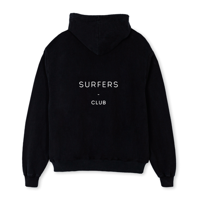 SURFERSCLUB Black Oversized Hoodie.