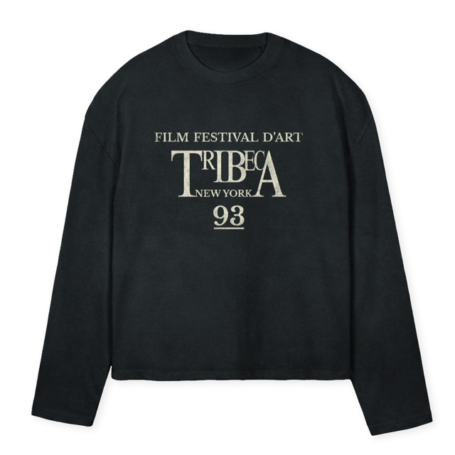 TRIBECA Vintage Black Oversized Boxy LS Tee.