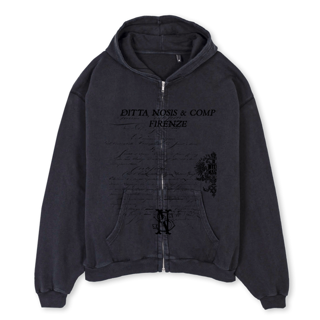 DITTAGIACCA Vintage Black Oversized Zipped Hoodie.