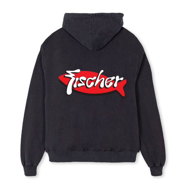 FISCHER SURFING  Vintage Black Oversized Zipped Hoodie.