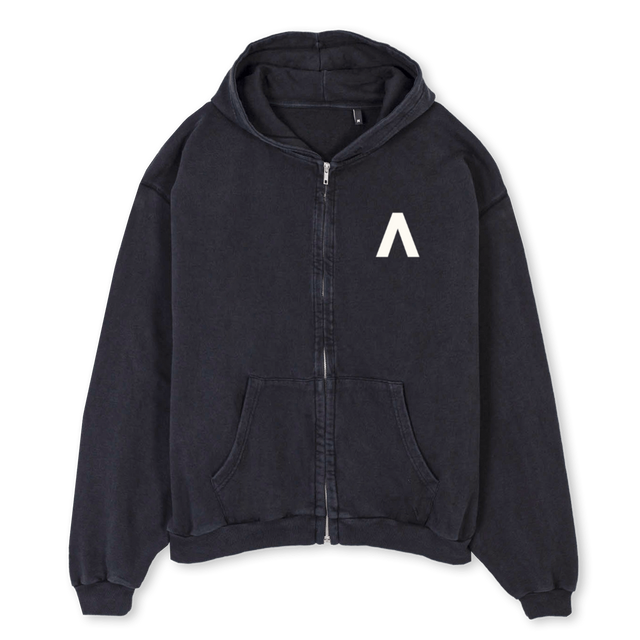 ZIPPEREF Vintage Black Oversized Zipped Hoodie.