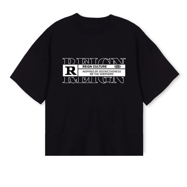 RRATED Black Oversized Boxy Tee.