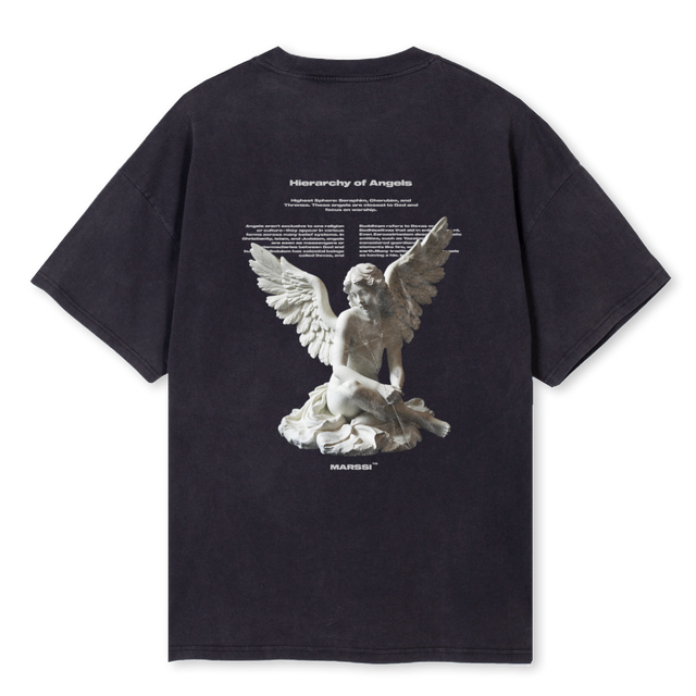 ANGELMS Vintage Black Oversized Tee.