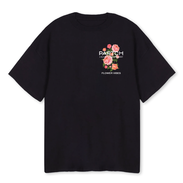 FLOWEROVBLACK Black Oversized Tee.
