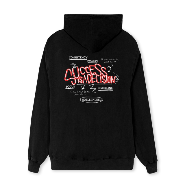 SUCCESS Black Regular Zipped Hoodie.