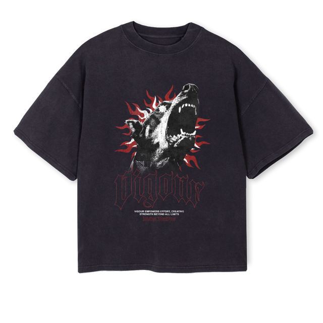 VIGOUR VINBLK Vintage Black Oversized Boxy Tee.