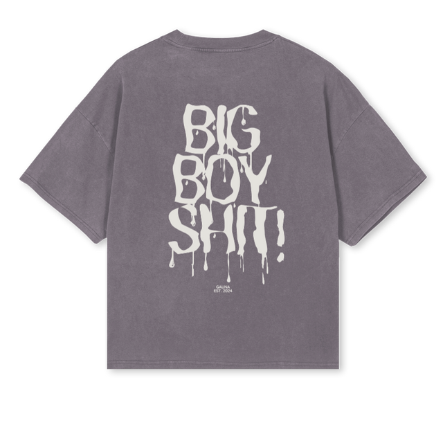 BIGBOYPIGGREY Pigment Grey Oversized Boxy Tee.