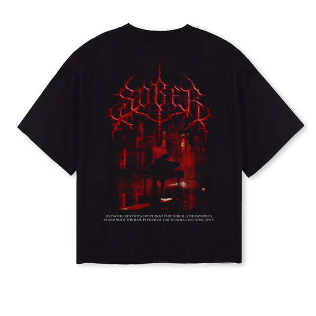 SOBERMERCH Black Oversized Boxy Tee.