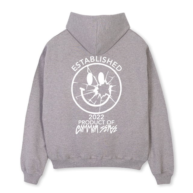 GRY SMILY Grey Marl Oversized Hoodie.