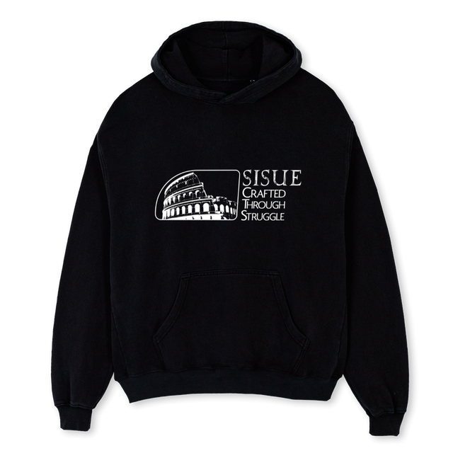 SISUEPRIME Black Oversized Hoodie.