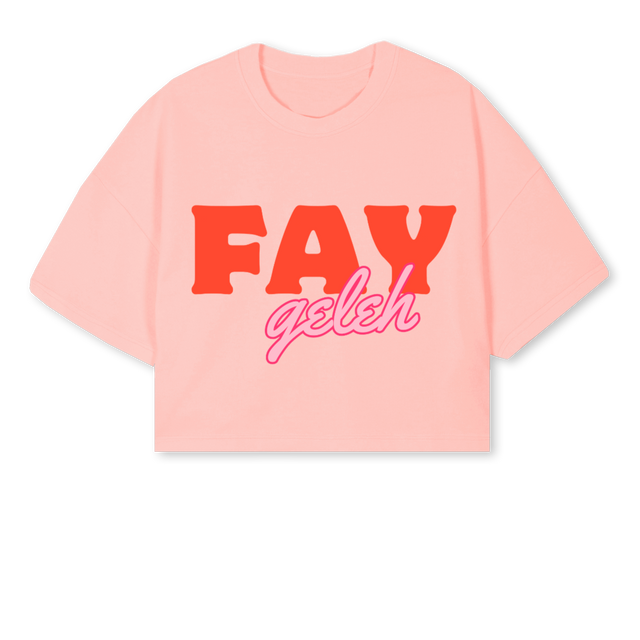 FAYGELEH Pink Clay Cropped Oversized Tee.