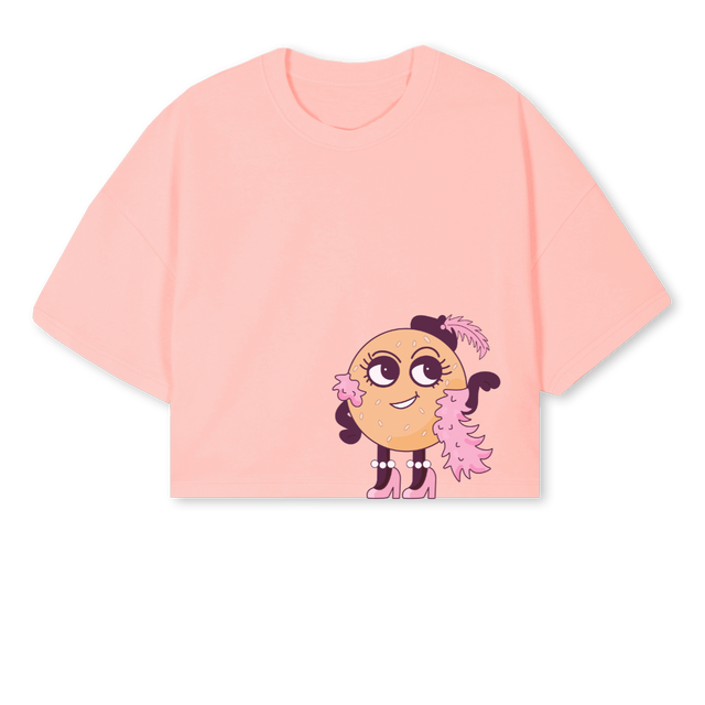 BAYGELEHCROP Pink Clay Cropped Oversized Tee.