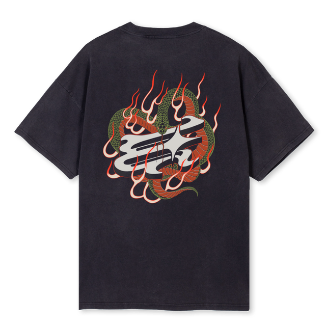 SNAKELOGO Vintage Black Oversized Tee.