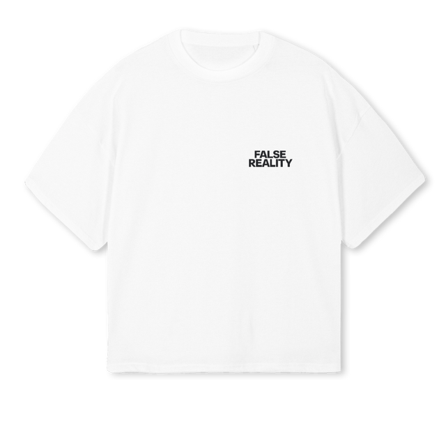 FALSEREALITYWB White Oversized Boxy Tee.