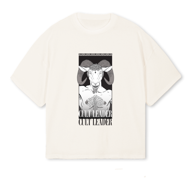 RAM CULT LEADER Vintage White Oversized Boxy Tee.