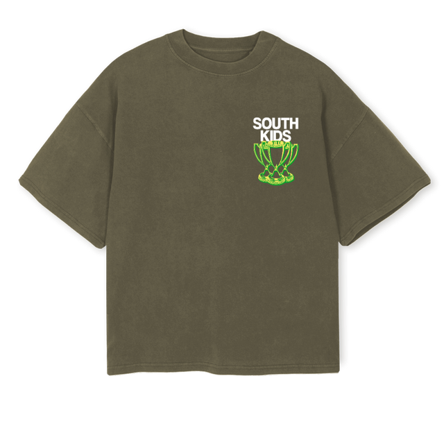CHAMPIONSTEE Vintage Olive Oversized Boxy Tee.