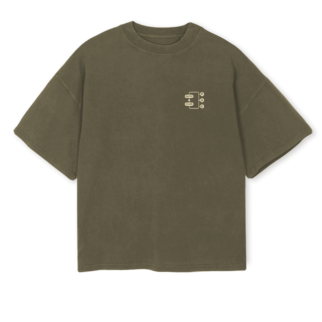 SS TWENTYFIVE SPC Vintage Olive Oversized Boxy Tee.