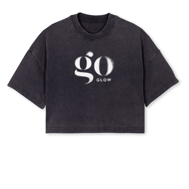 GGCROPPEDSHIRT Vintage Black Cropped Oversized Tee.
