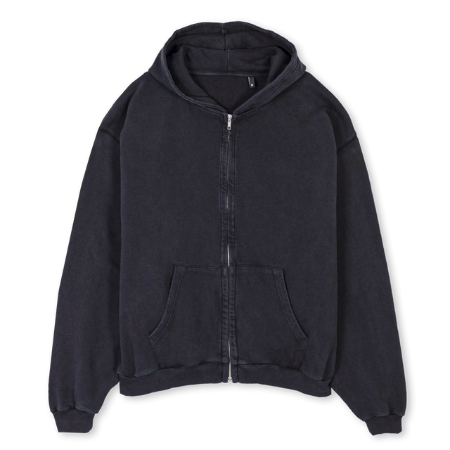 PRSNLGREEKZIPUP Vintage Black Oversized Zipped Hoodie.