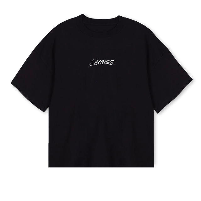COUREFLOSBLACK Black Oversized Boxy Tee.