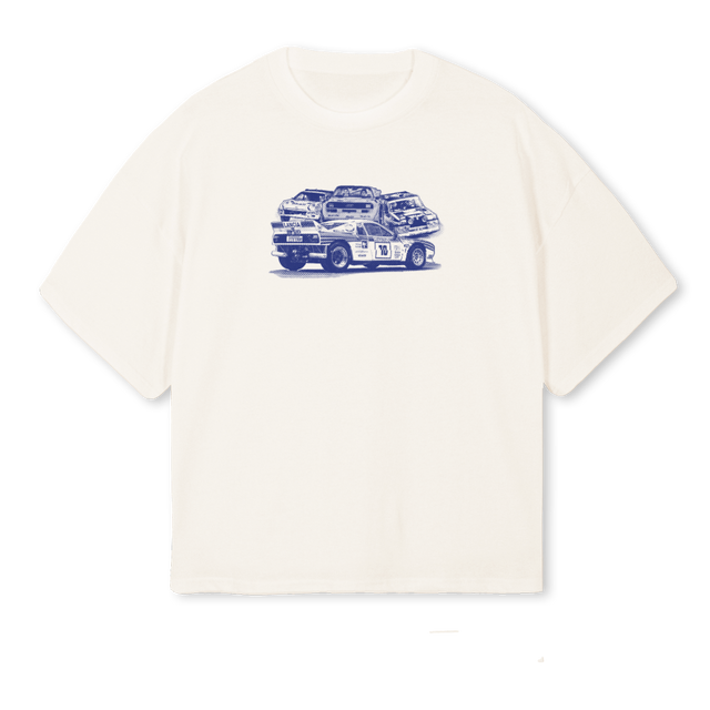 RALLYRETRO RALLYE Vintage White Oversized Boxy Tee.