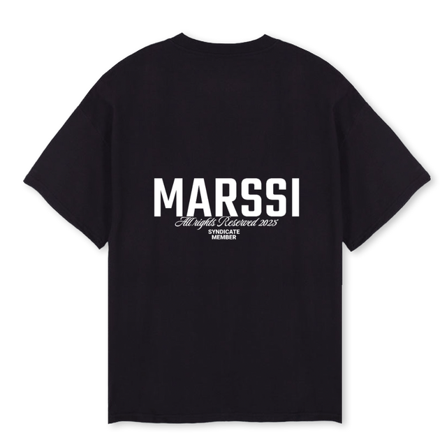 MSLOGOSINDICATE Black Oversized Tee.
