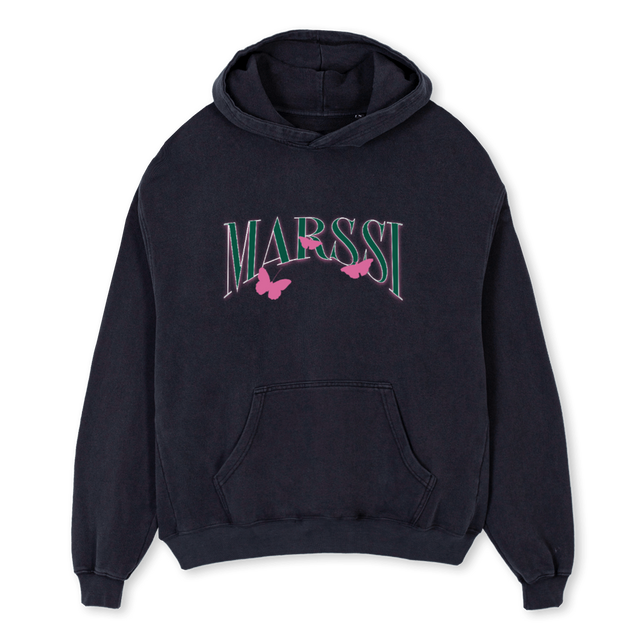 MSBUTTERFLYHOODIE Vintage Black Oversized Hoodie.