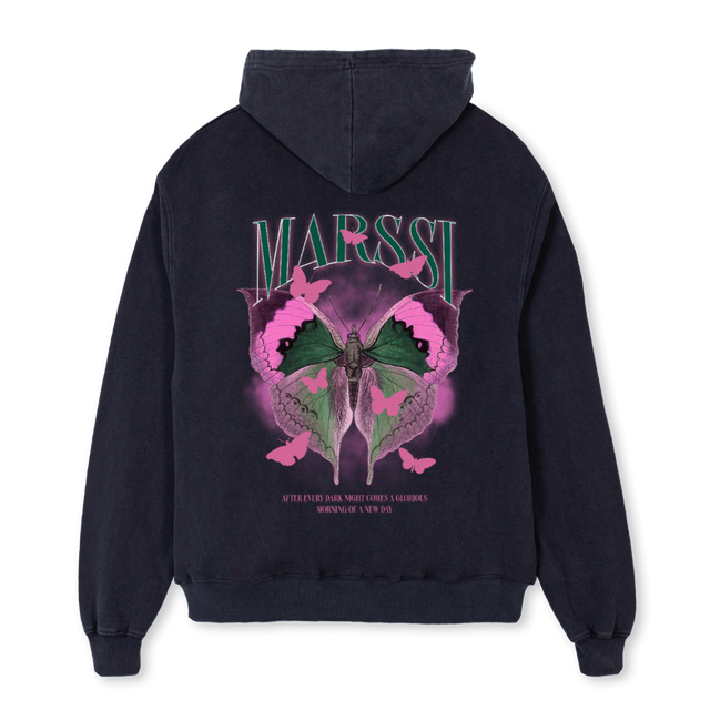 MSBUTTERFLYHOODIE Vintage Black Oversized Hoodie.