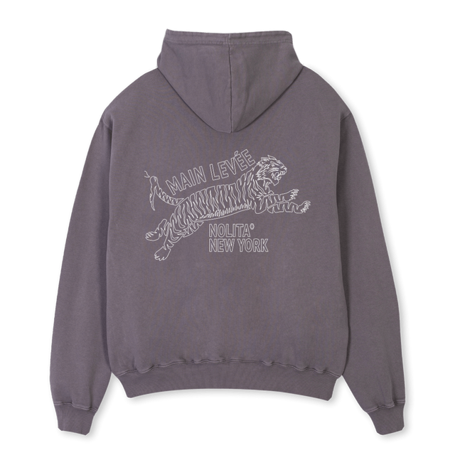 AMLOUTLINETIGERWHITE Pigment Grey Oversized Hoodie.