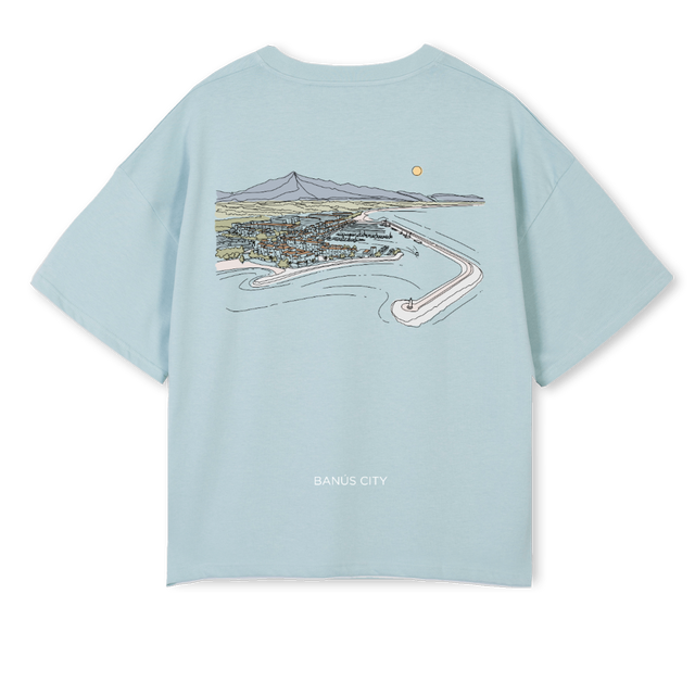 BANUS CITY TEESHIRT Cold Blue Oversized Boxy Tee.