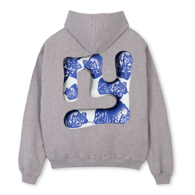 YAKFNU Grey Marl Oversized Zipped Hoodie.