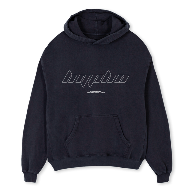 HYPHODROPTWO Vintage Black Oversized Hoodie.