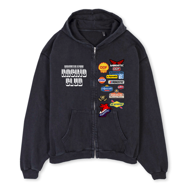 AXODFHOODIEVB Vintage Black Oversized Zipped Hoodie.