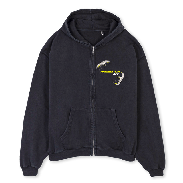 APMBIRDHOODIE Vintage Black Oversized Zipped Hoodie.