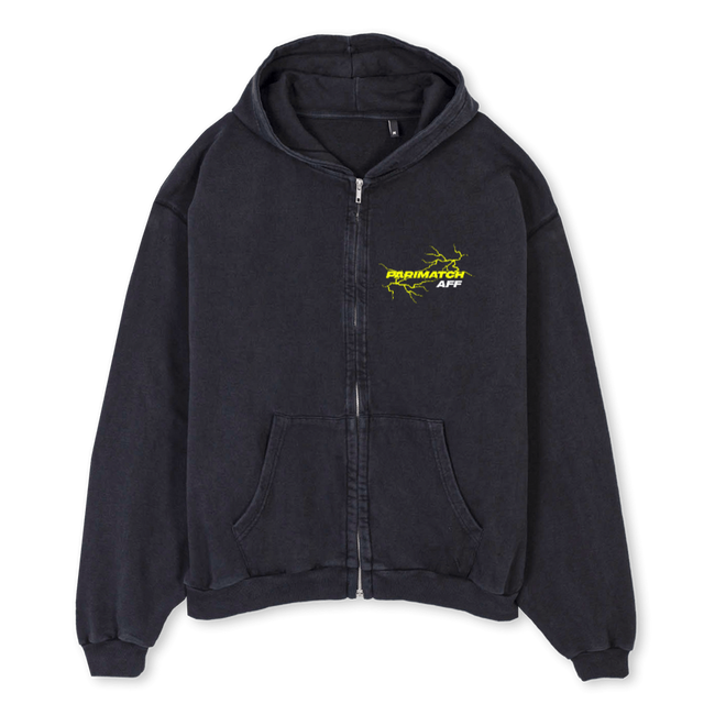 APMDRAGONHOODIE Vintage Black Oversized Zipped Hoodie.