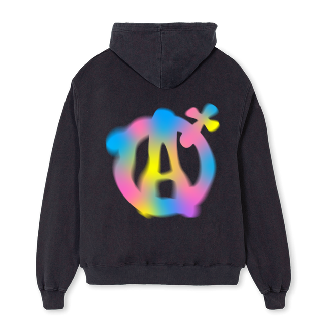 AGNOSTICSPRINGHOODIE Vintage Black Oversized Zipped Hoodie.