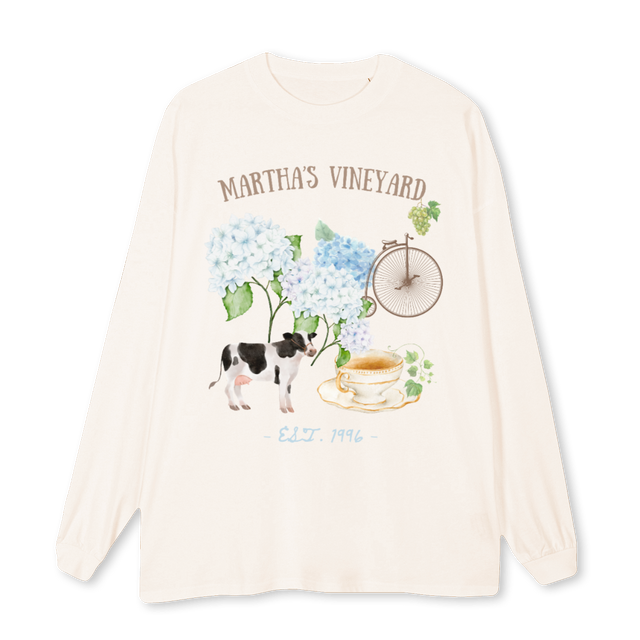 MARTHA Vintage White Oversized LS Tee.