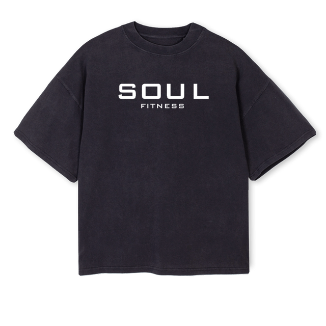 SOULF Vintage Black Oversized Boxy Tee.