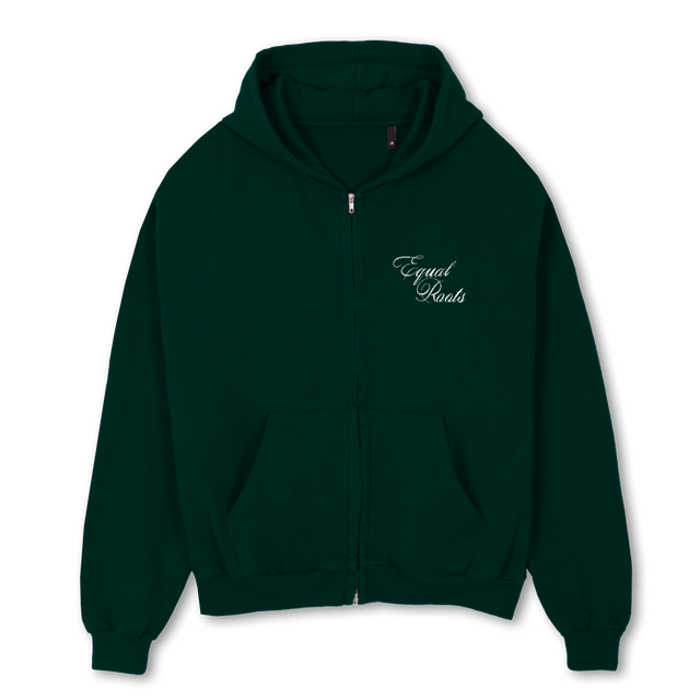 EQRTSHOODIEFINALONE Wild Green Oversized Zipped Hoodie.