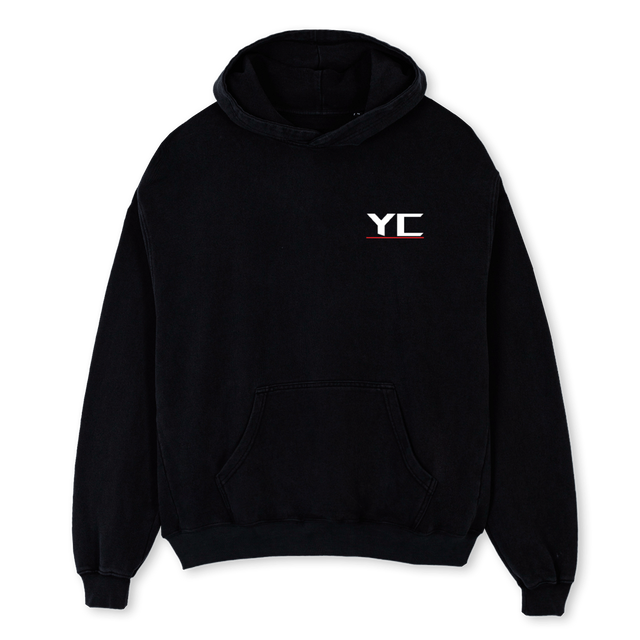 WHYCHAOSSCHW Black Oversized Hoodie.