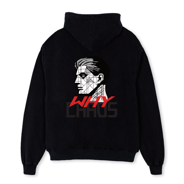 WHYCHAOSSCHW Black Oversized Hoodie.