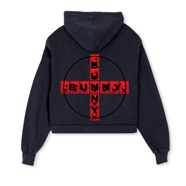 SOUNDCLUB Vintage Black Cropped Hoodie.
